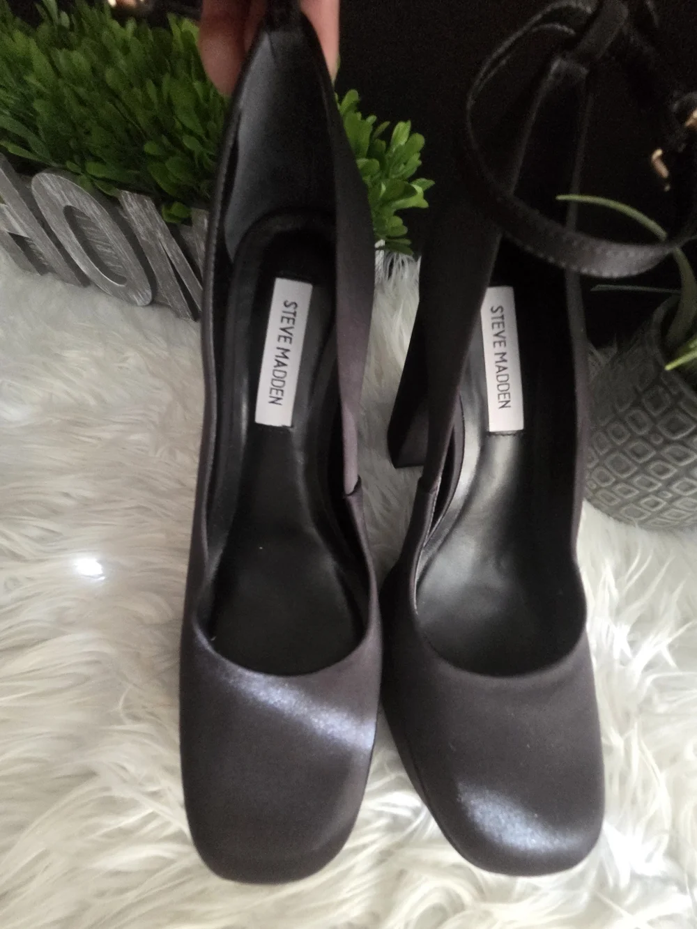 Artem Black Silk Sky High Platform Ankle-Strap Heels. Size 8